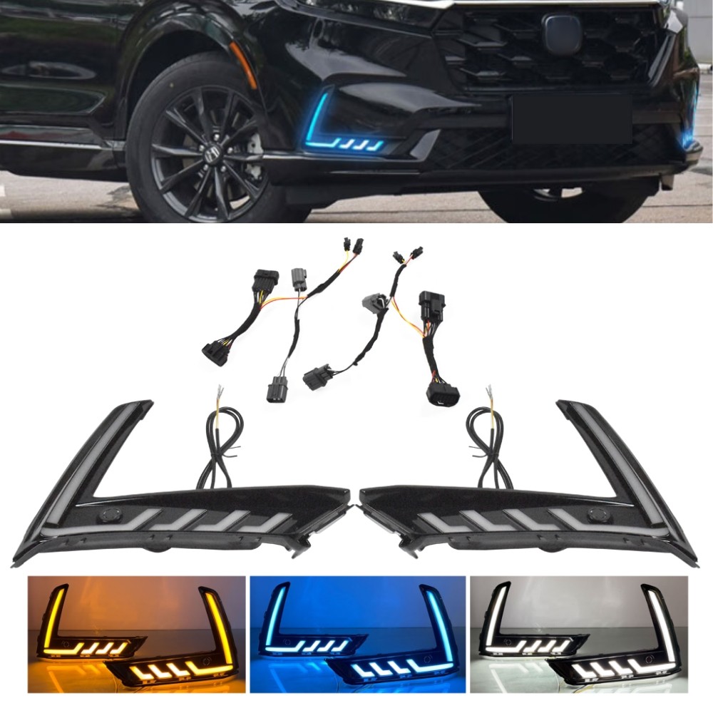Pair For Honda CR-V CRV 2023-2025 LED DRL Fog Light Turn Signal With Sensor Hole