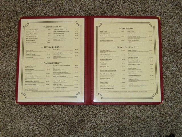 Hayward Ranch Menu - 8-1/2" x 11" - VG - Year Unknown