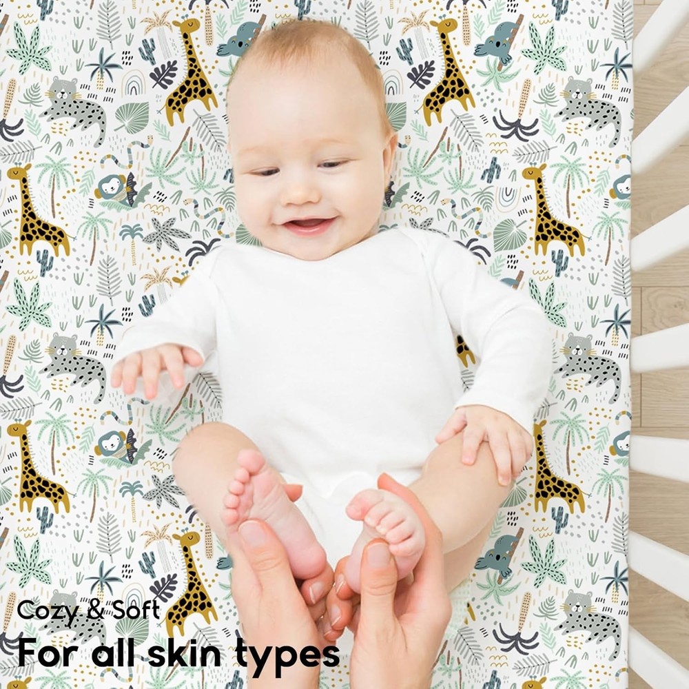 Yoofoss Pack and Play Sheets Fitted, Mini Crib Sheets 2-Pack for Pack N Play Mat