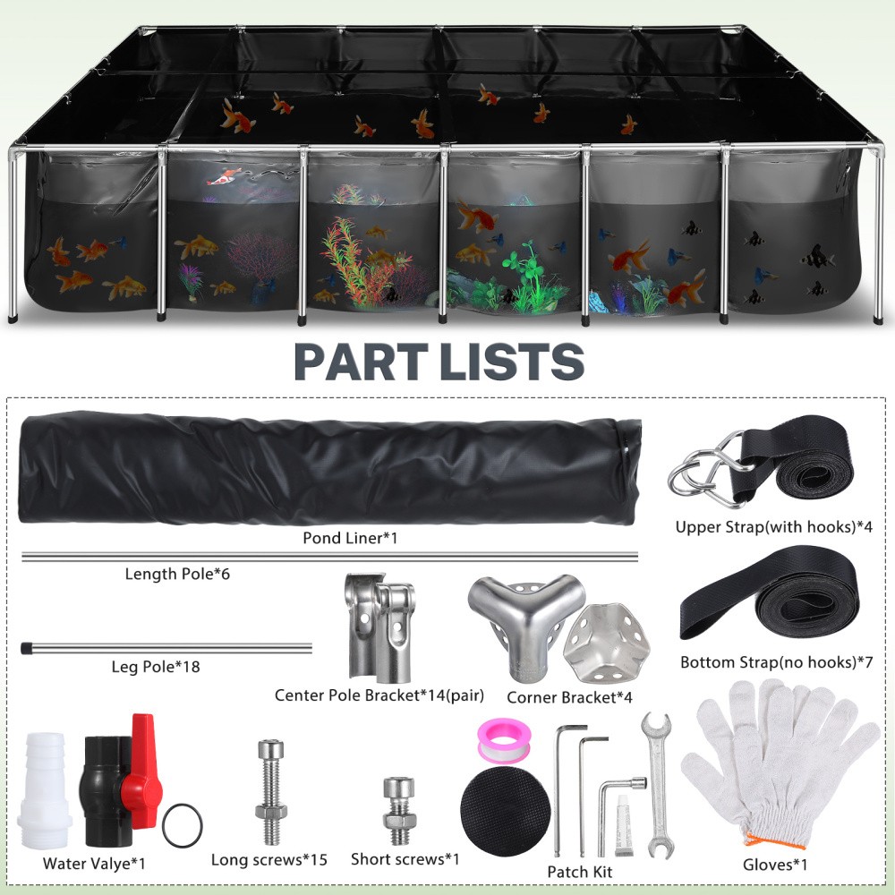 KOI Aquarium Tank Above Ground Fish Pond 750 Gal Foldable Canvas Fish Pool Pond