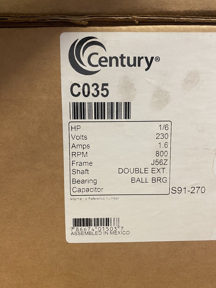 century motor modle # C035 115v 1phase 