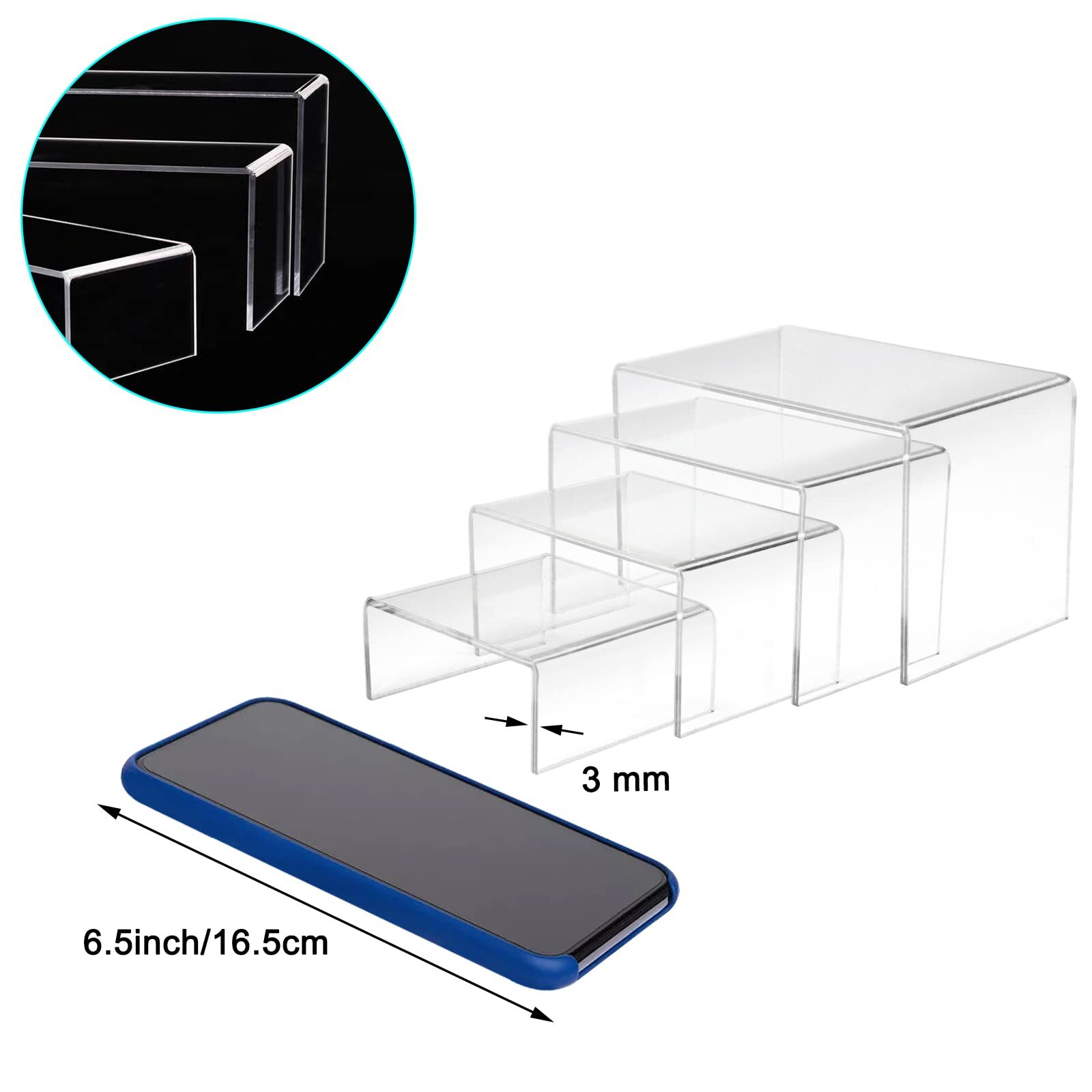 8-Piece Acrylic Display Risers Clear for Desserts Figures