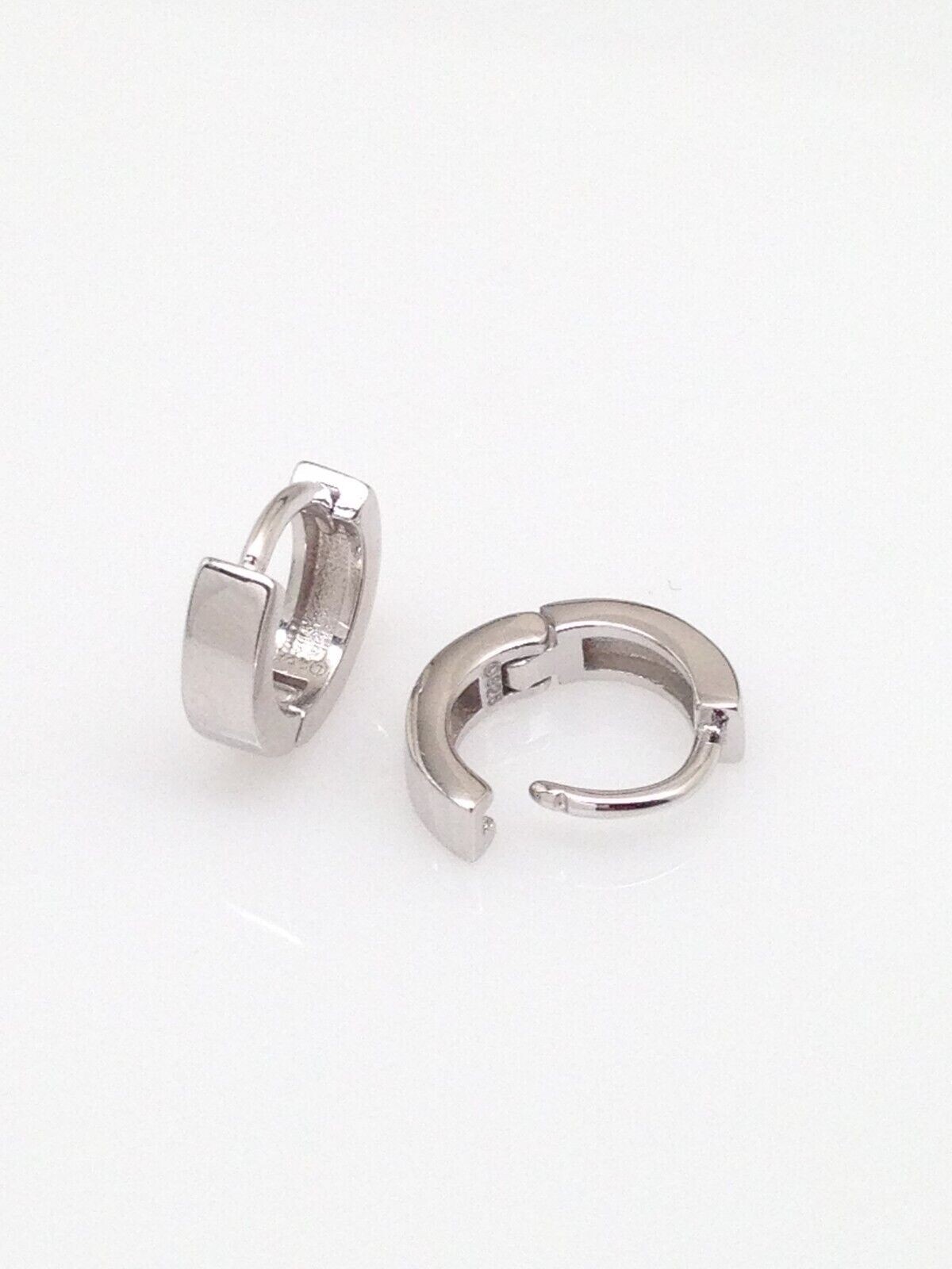 Plain Huggie Hoop Earrings 925 Sterling Silver 9x2.2mm (0.35") VERY SMALL / TINY