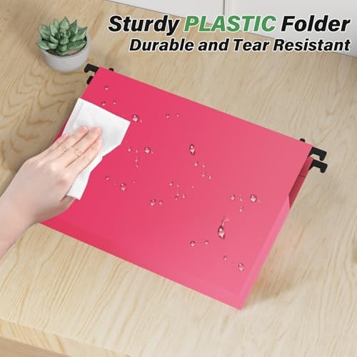 Extra Capacity Plastic Hanging File Folders,1" Assorted Color With Side