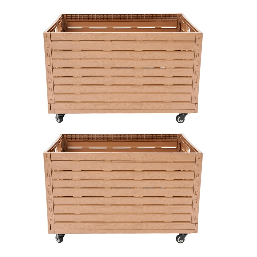 2-Pack 200Liters PP Collapsible Storage Crate Foldable Storage Bins Load 200kg