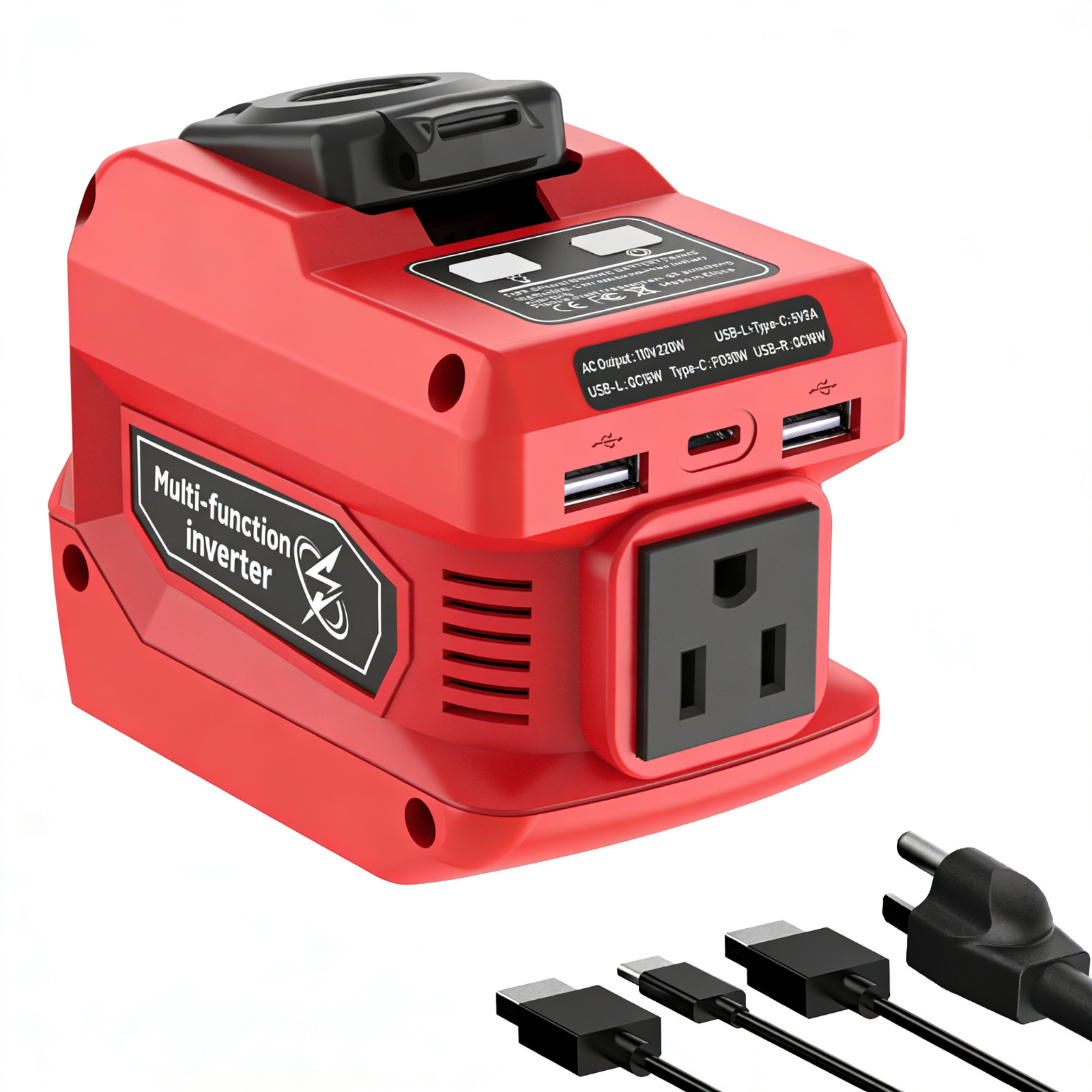 DC 18V to AC 110V,220W Power Inverter Compatible with Milwaukee 18V Battery