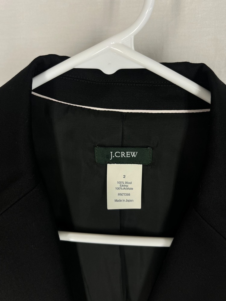 J. Crew Blazer Women’s Size 2 Two Button 100% Wool Jacket Lined Black