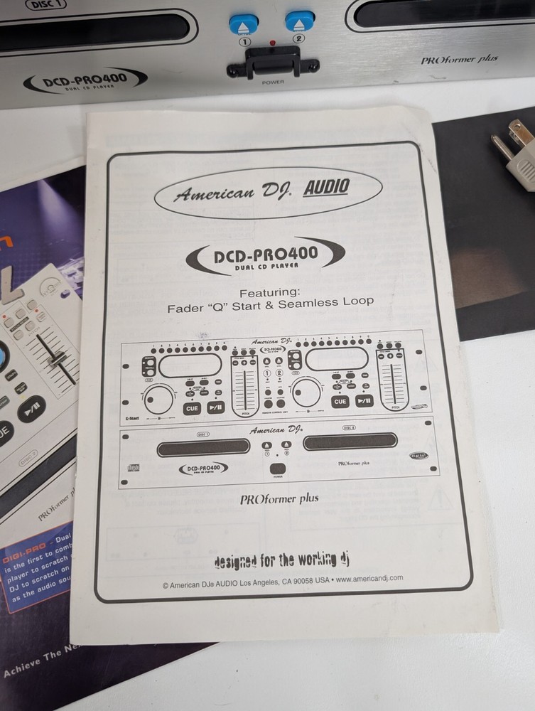 American DJ Audio DCD-PRO400 Dual CD Player & Controller Panel w/Cables