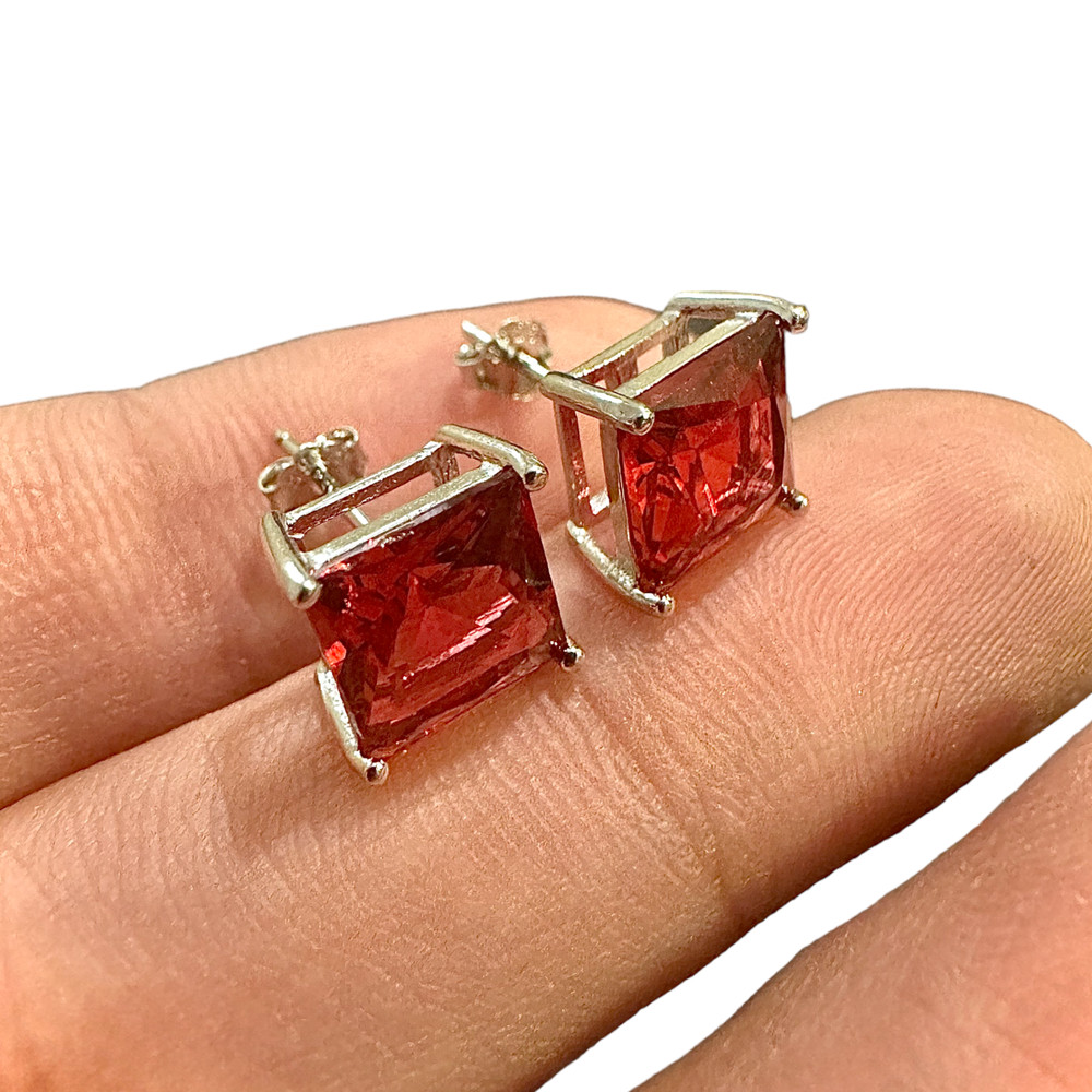 Ruby Stud Earrings Sterling Silver 925 8MM Stud Earrings for Women lab-created