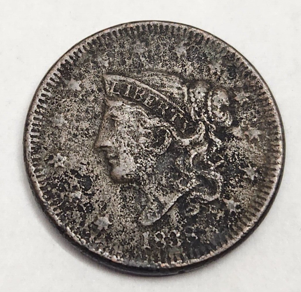 1838 Coronet Head One Cent Coin