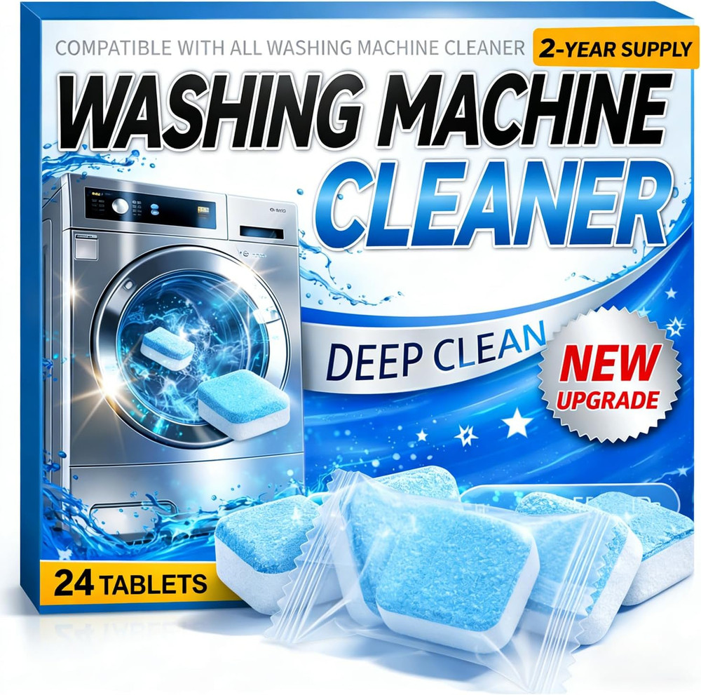 Enzyme Washing Machine Cleaner Tablets (24 Pack) – Protease Deep Clean Laundry M