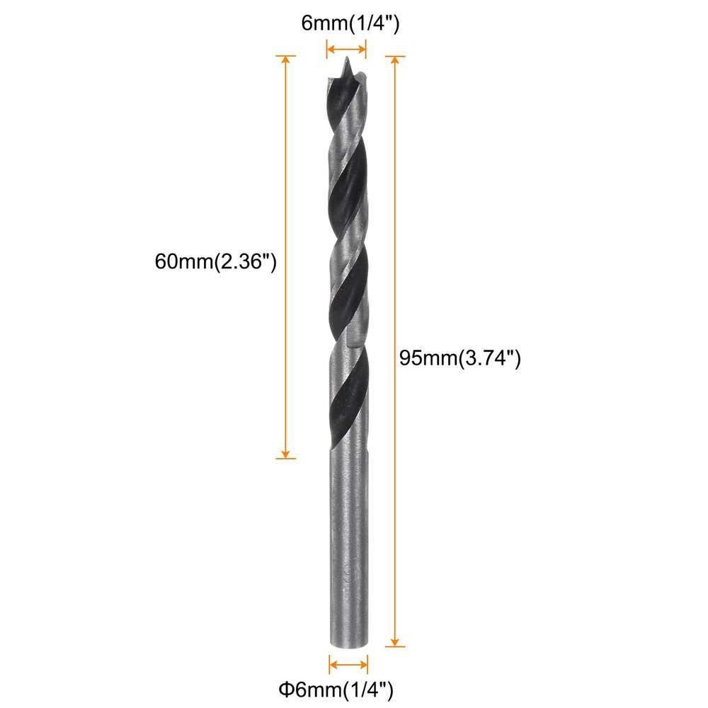 5pcs Brad Point Drill Bits 6mm Precise Cutting with Brad Point Tip for Woods