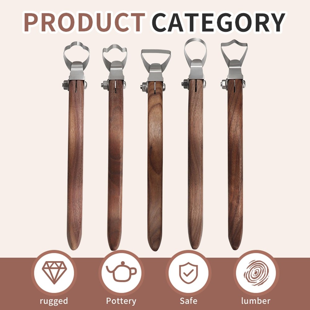 Mug Handle Carving Tool, Pottery Handle Making Tools Set,5 PCS Walnut Wood Ha...