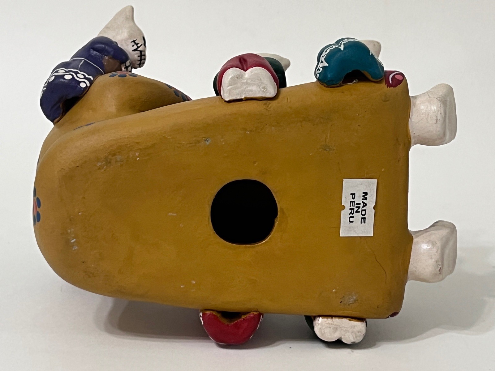 Day of the Dead Storyteller Ceramic Cat Peru Cat with Kittens Handmade