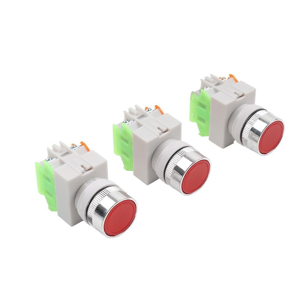 3PCS AC 660V 10A 4pin instantaneous push button switch red