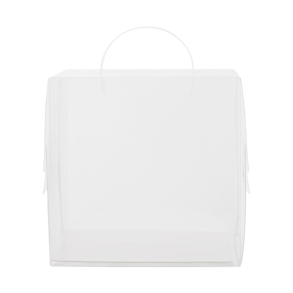 50PCS Cake Boxes w/ Handle Clear Plastic Cake Container Carrier Box 4.3" x 4.3"