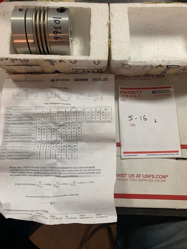 Gerwah Metal Bellows Coupling B-Axis Motor Coupling 10366 New Coupler