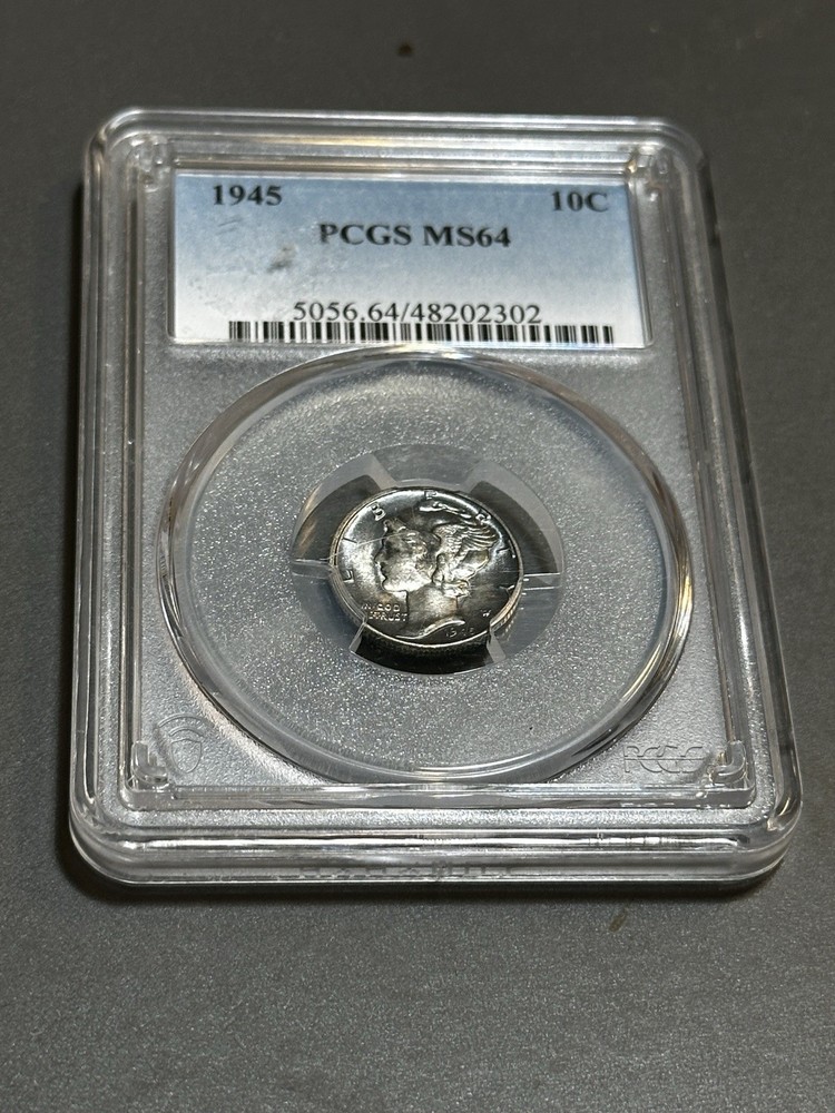 1945  SILVER MERCURY DIME PCGS MS 64 Toned