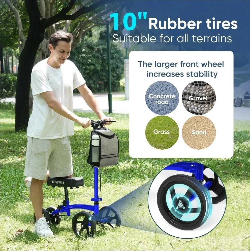 COSYWILL Steerable Knee Scooter Walker Foldable Blue Color