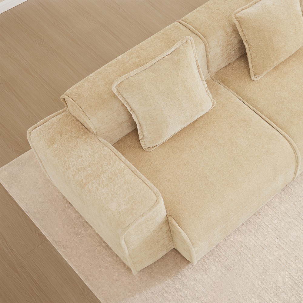 Harrison Velvet Sofa Light Camel, Modular Sectional w/No Assembly