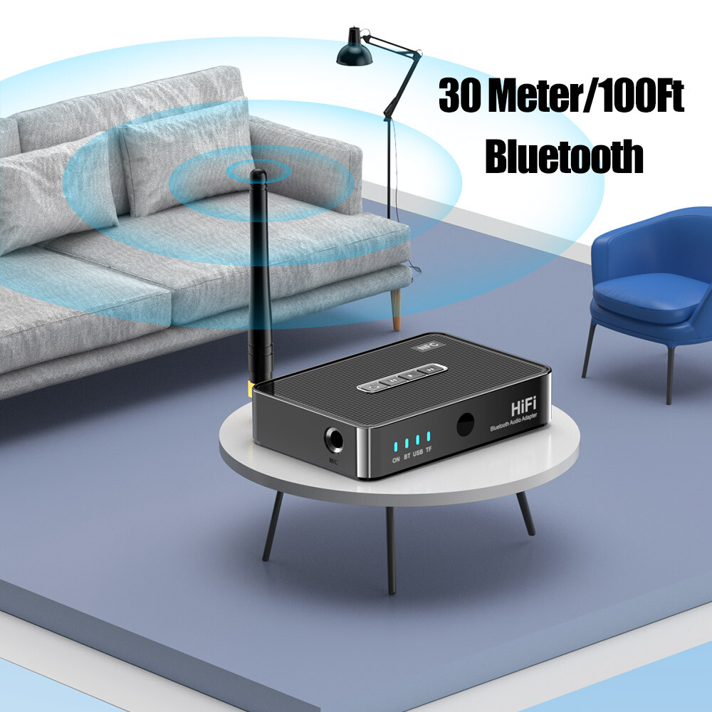 Long Range Bluetooth NFC Audio Adapter Receiver AUX/RCA/MMC/6.5MM Home Stereo RX