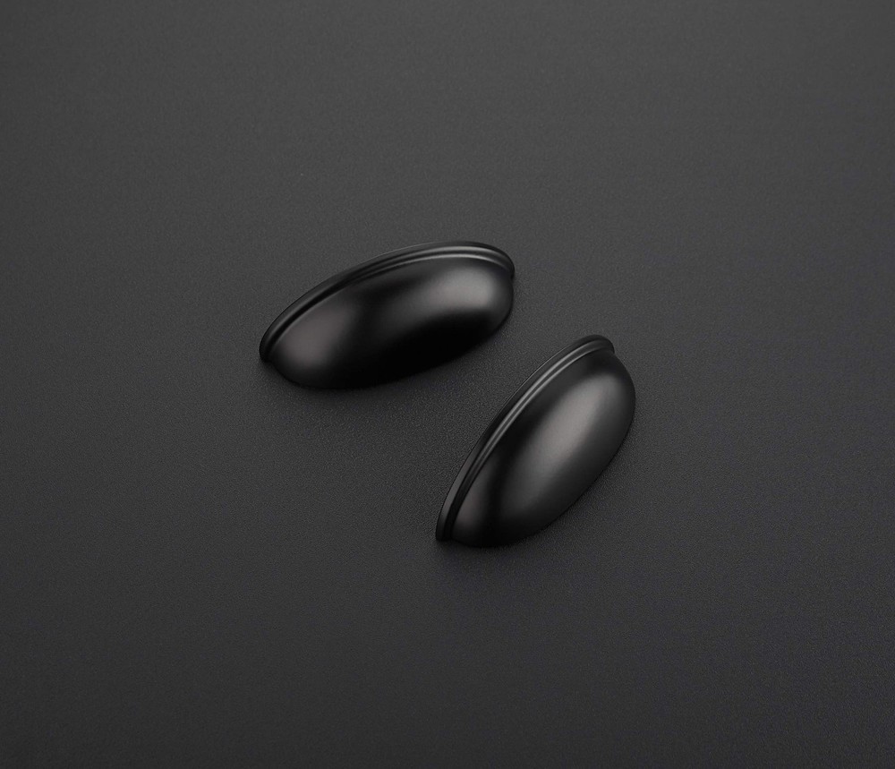 15 Pack 3" Drawer Pulls Flat Black Cabinet Cup Pulls Kitchen Hardware Cabinet...