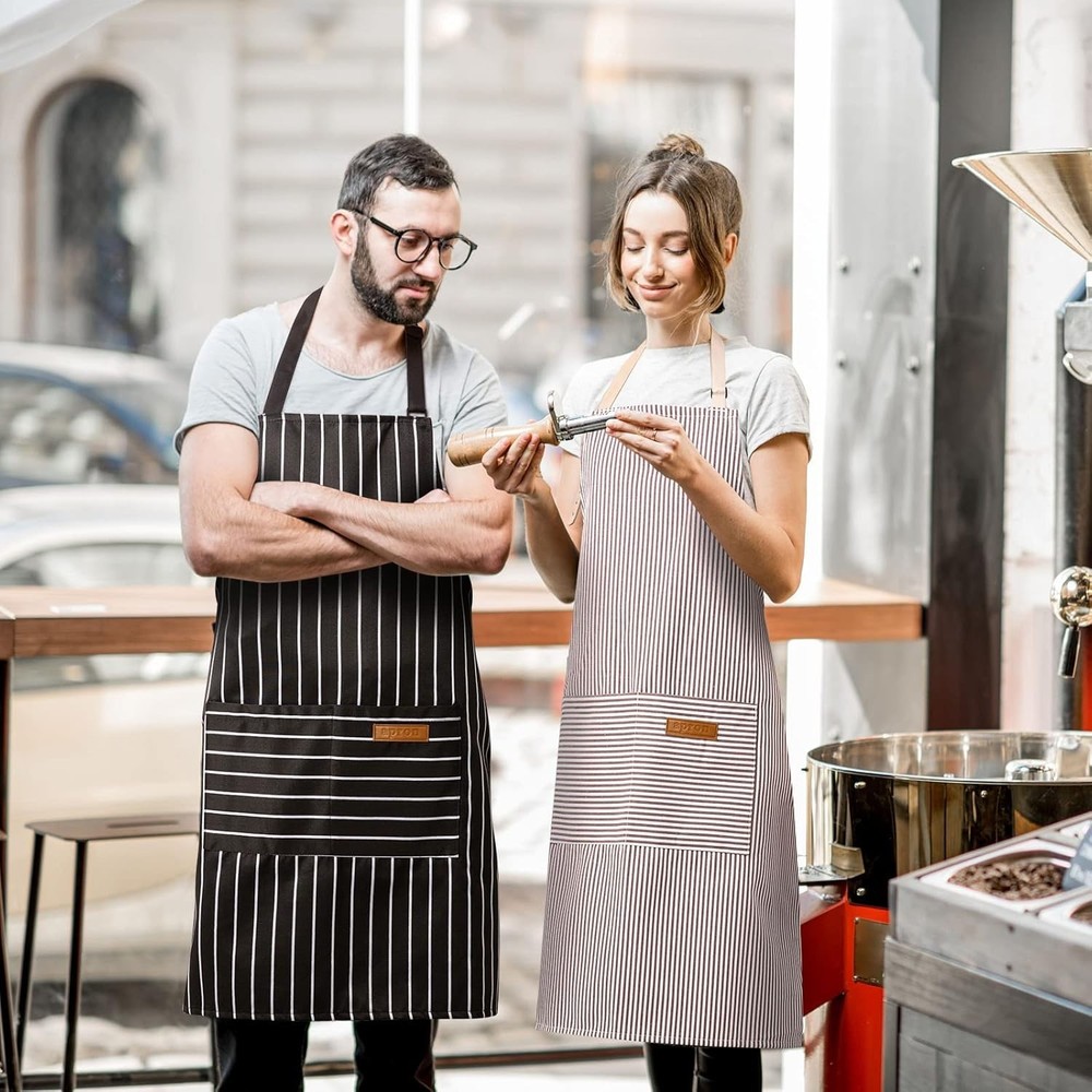 Gift-Ready 2 Pack Adjustable Chef Aprons - Stylish and Functional Design