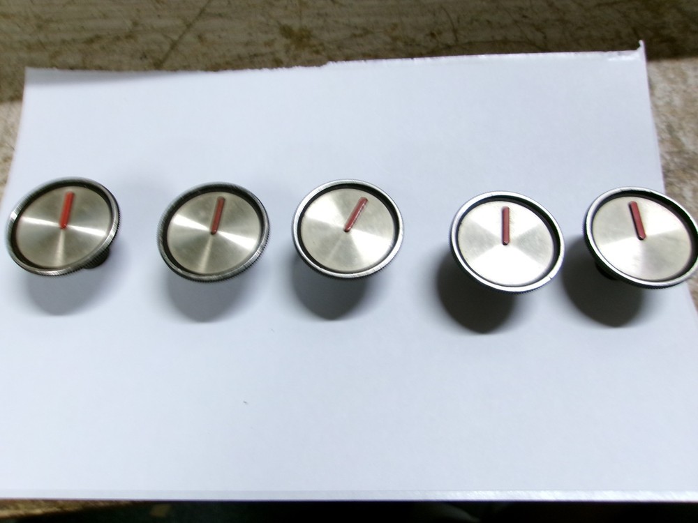 5 VINTAGE BROWN CONTROL KNOBS WITH GOLD INSERTS