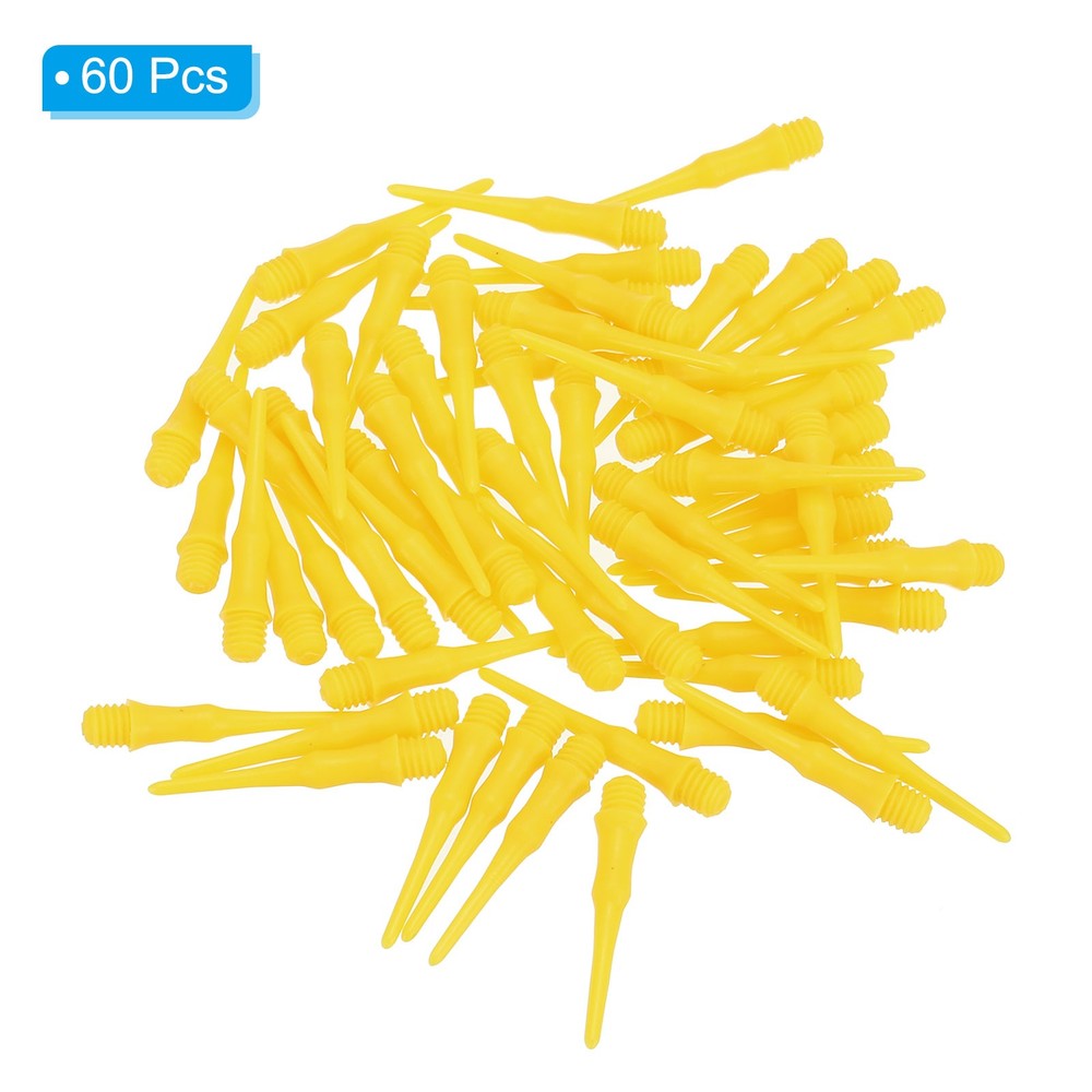 60Pcs 2BA Thread Plastic Soft Dart Tips Replacement Dart Accessories, Yellow