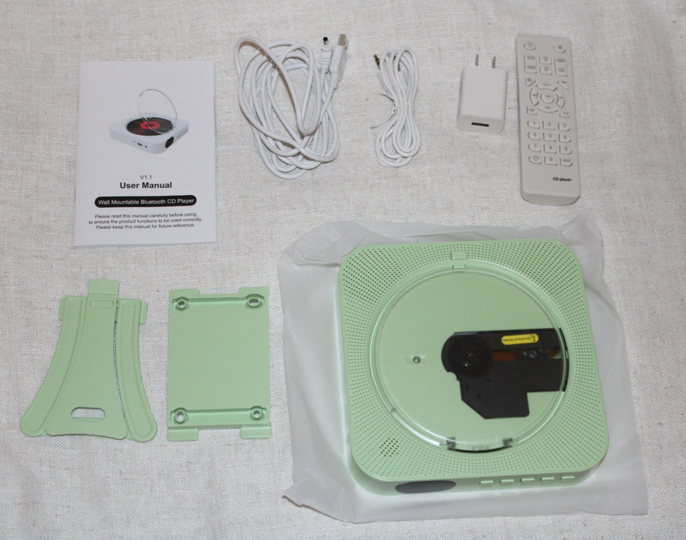 "Read" -- Portable Wall Mountable Bluetooth CD Player with Remote Control Green