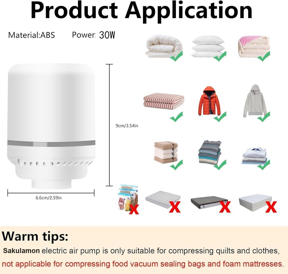 Efficient Electric Vacuum Pump for Compression Bags - Small & Travel-Friendly