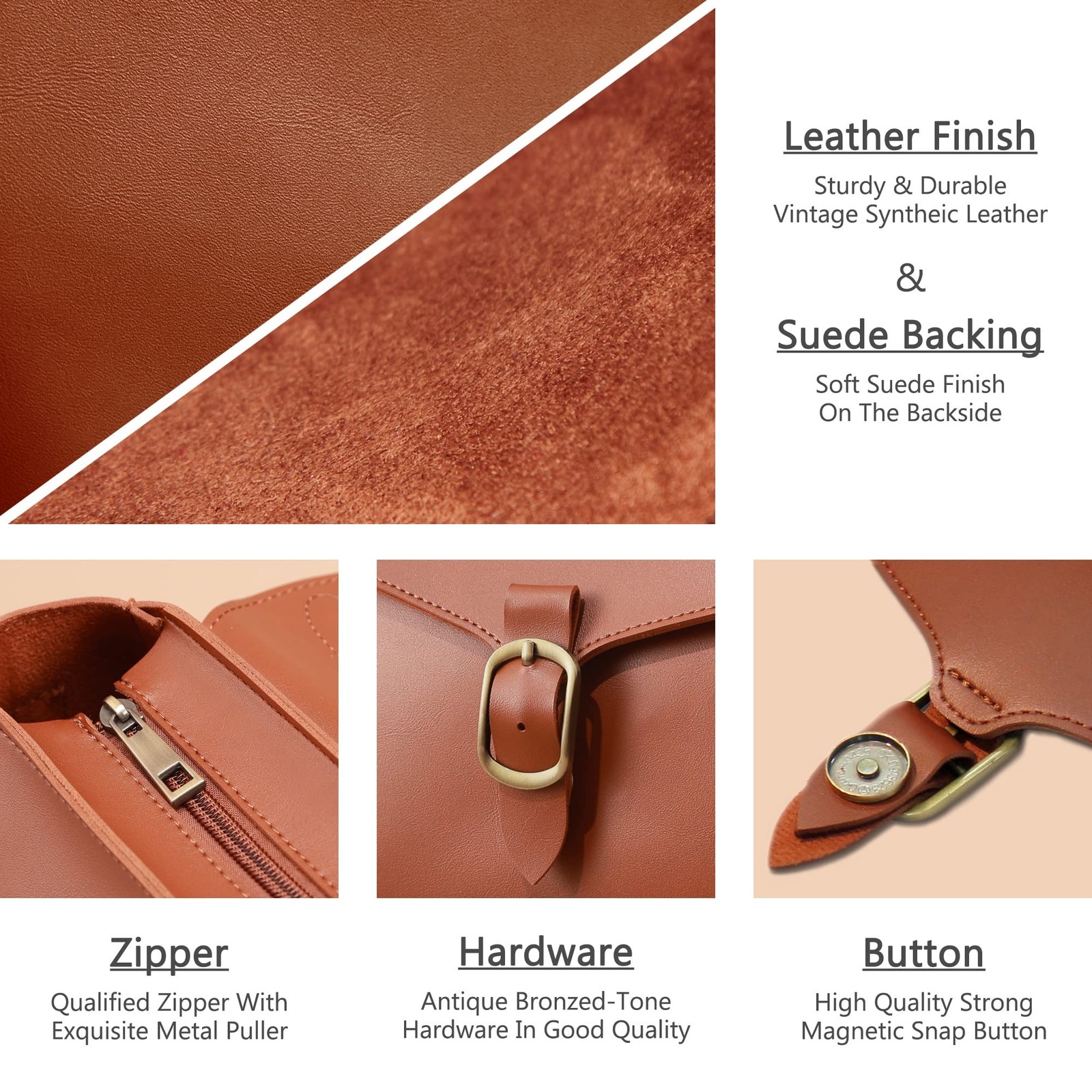 Vintage Vegan Leather Flap Top Handle Bag For Women Retro Satchel Casual Purs...