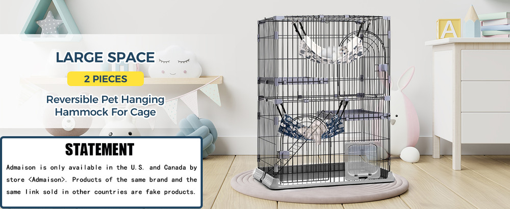 Wisebright Admaison Cat Hammock for Cage Hanging Reversible 2PackPet Hammock Bed