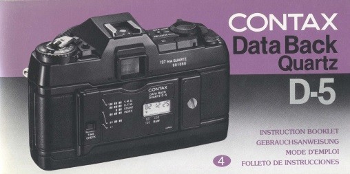 Contax Data Back Quartz D-5 Instruction Manual Original (multi-language)