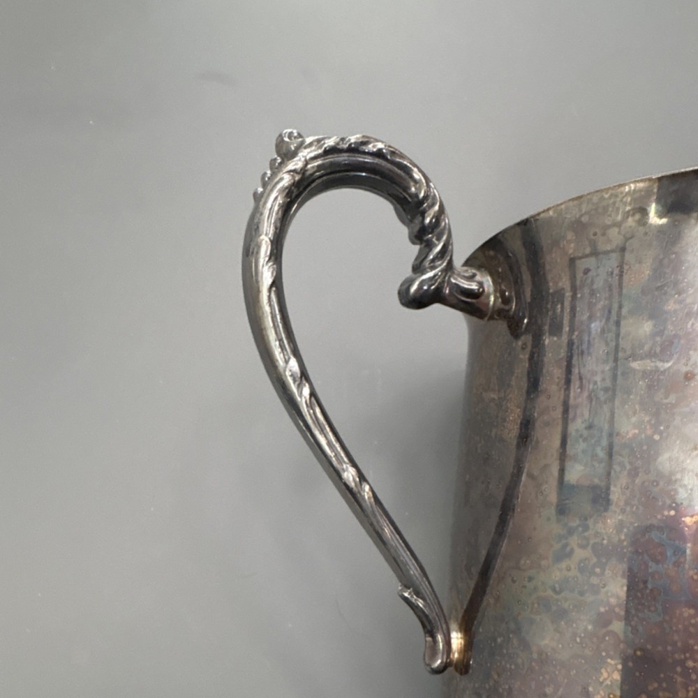 Antique Silver-Plated Victorian Pitcher with Ornate Handle
