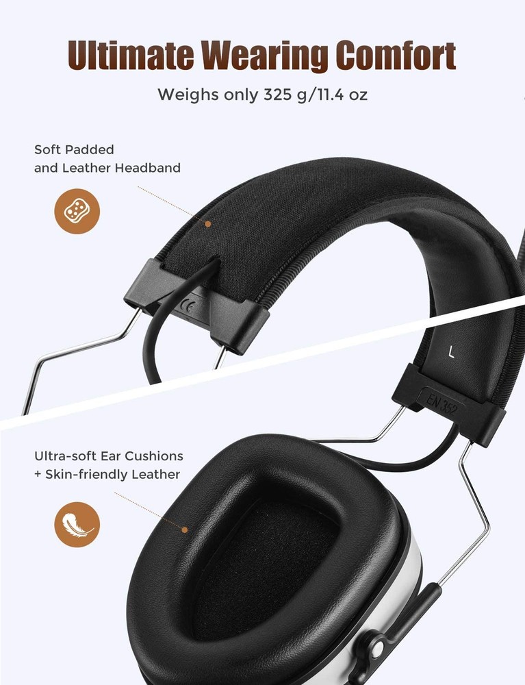 Mpow Hearing Protector Bluetooth Wireless Electronic Ear Muffs For Shooting Work