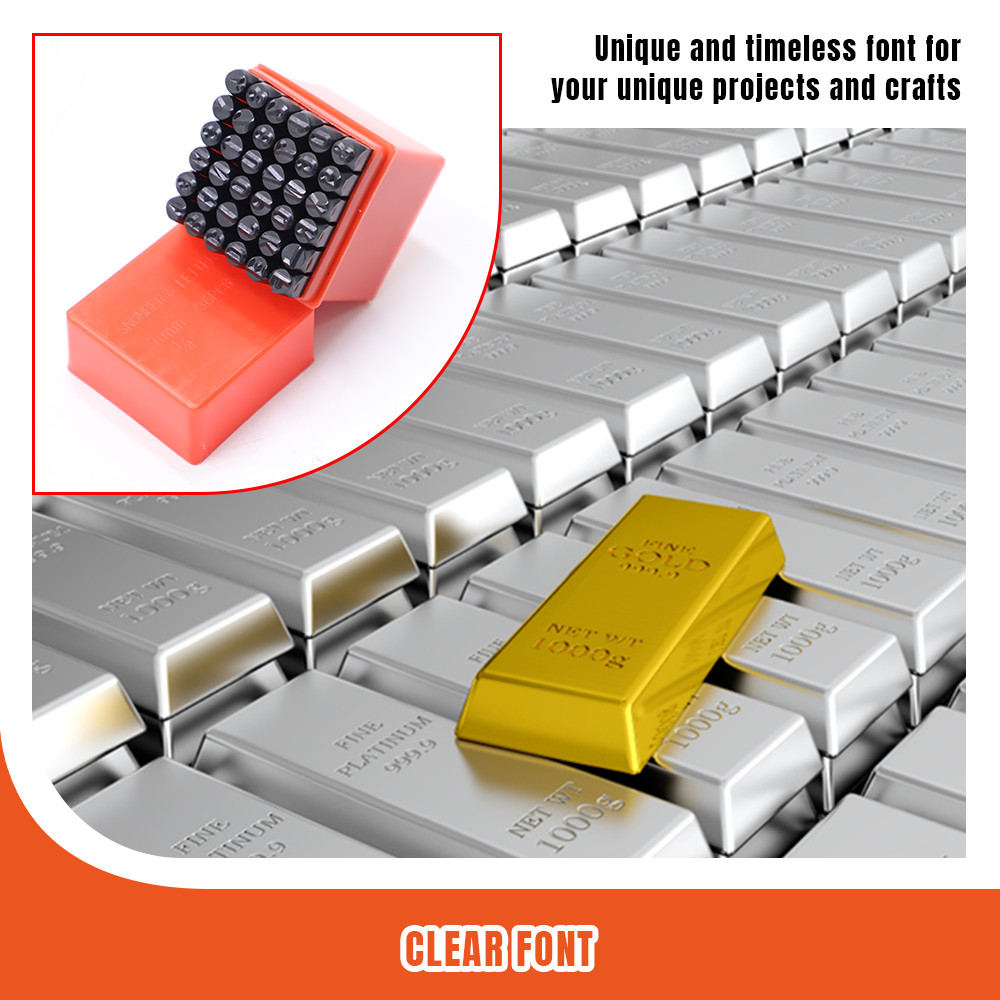 6MM 1/4" 36PCS Letter & Number Stamp Punch Set for Imprinting Metal Wood Leather