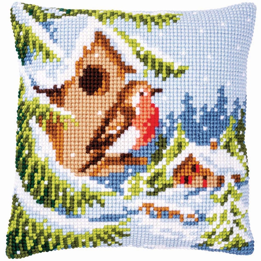 Vervaco® Robin in Winter Cushion Needlepoint Kit