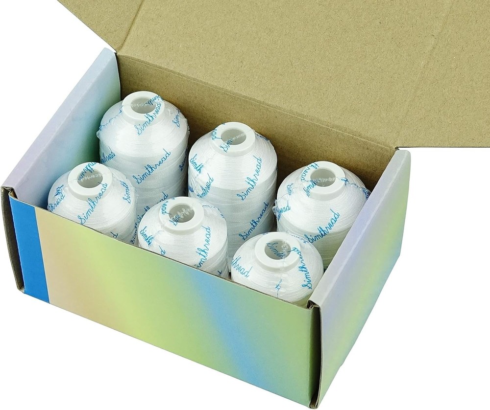 Durable White Polyester Embroidery Thread 6 Spools 1000M Perfect for Beginners