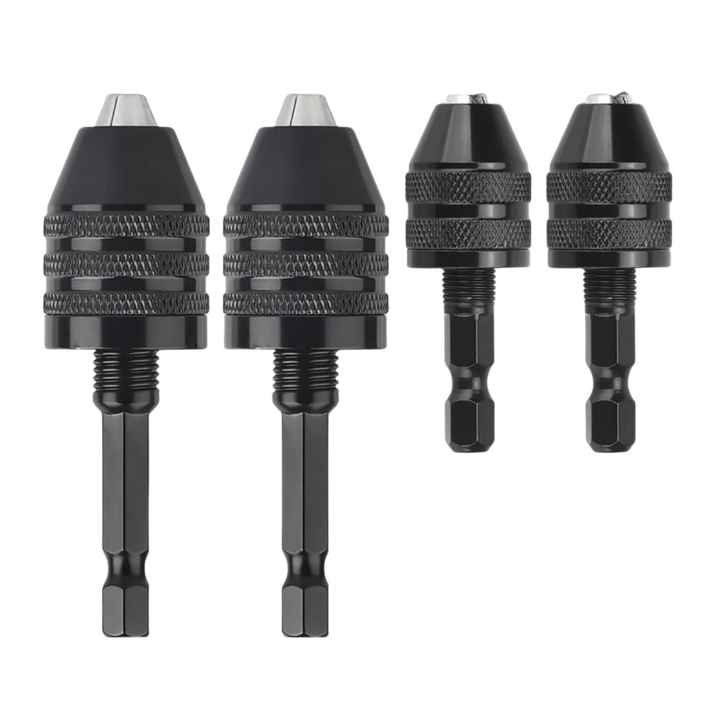 4Pcs 1/4"Hex Shank Keyless Drill Chuck Adapter Bit Quick Change Converter Driver