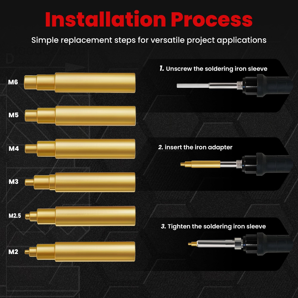 6Pcs Soldering Tips/Heat Set Insert Tips for Thread 03 Tip Change - 7 Sizes