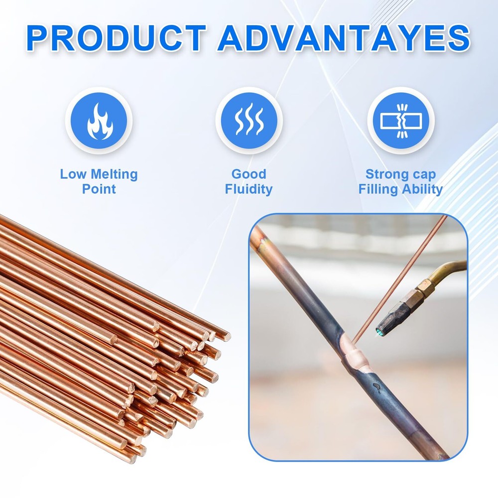 30Pcs Copper Brazing Rods Phosphor Copper Solder Phosphor Copper Round Weldin...