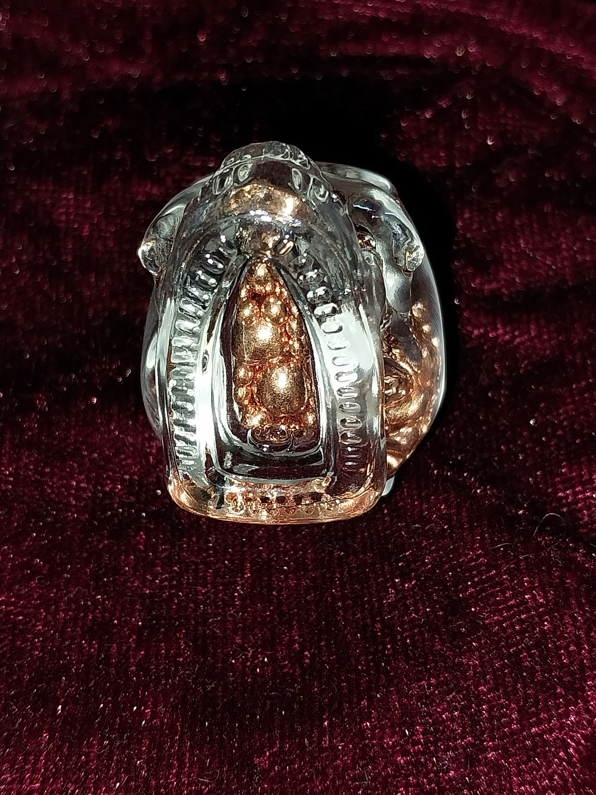 "Skull" Glass Bottle W/ Copper Bullion - 99.9 % Pure - 44 Grams - Great Gift!