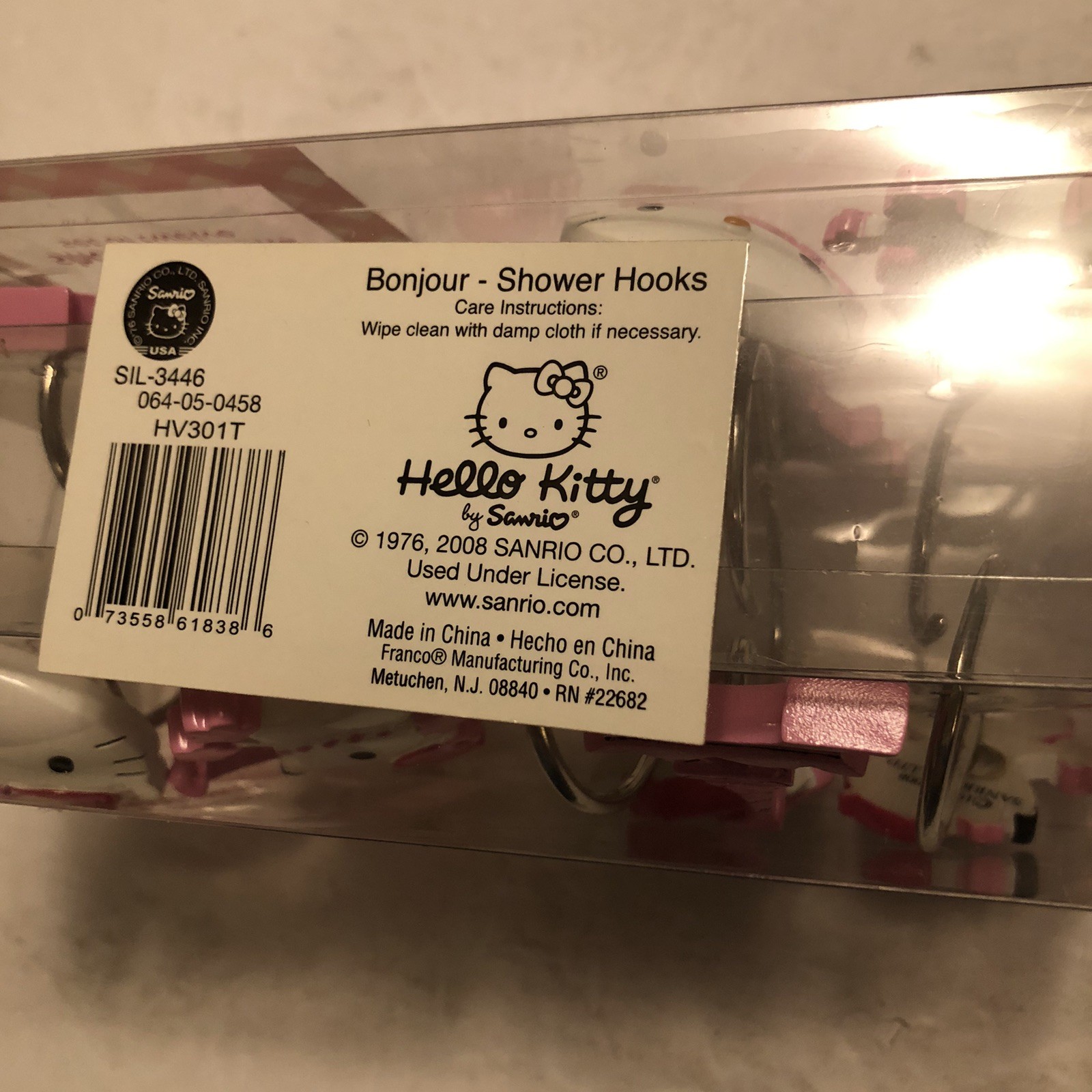 Sanrio Hello Kitty Bonjour Paris Eiffel Tower Poodles Shower Curtain Hooks @C