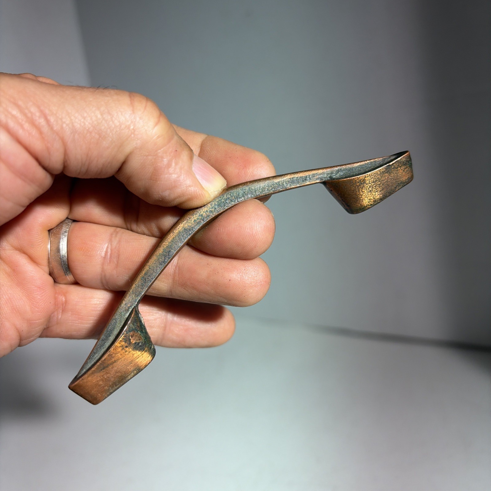 Vintage Single Mid Century Modern Copper Drawer Pull Handle