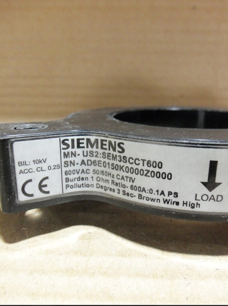NEW SIEMENS SEM3SCCT600 SOLID CORE CURRENT TRANSFORMER