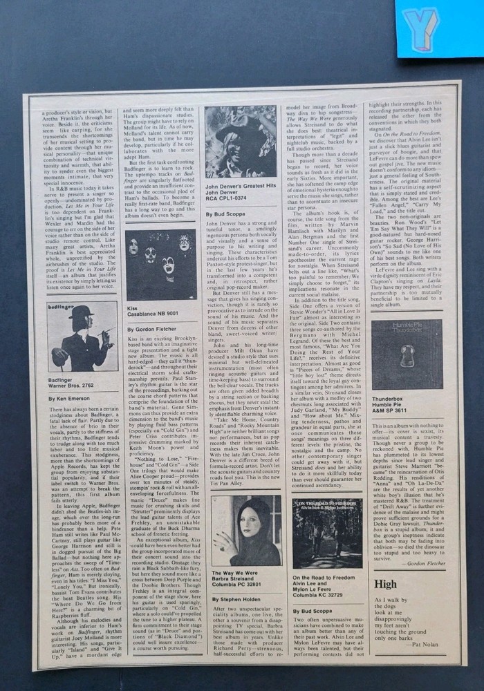 Kiss Debut Album Review Magazine Clipping 1974