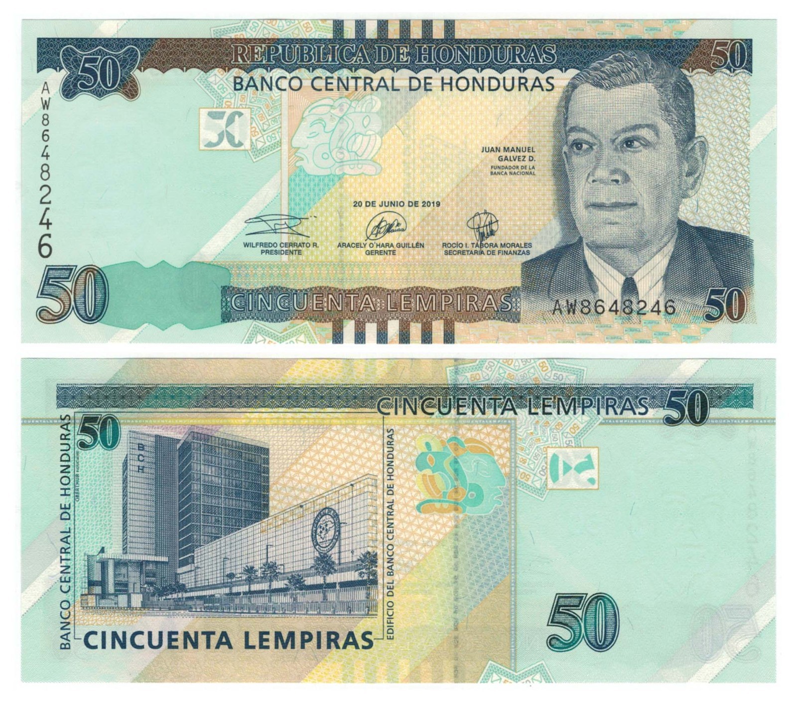 Honduras 9 PCS Set: 1 to 500 Lempiras (2019/2023) - p-96d to p-113a UNC