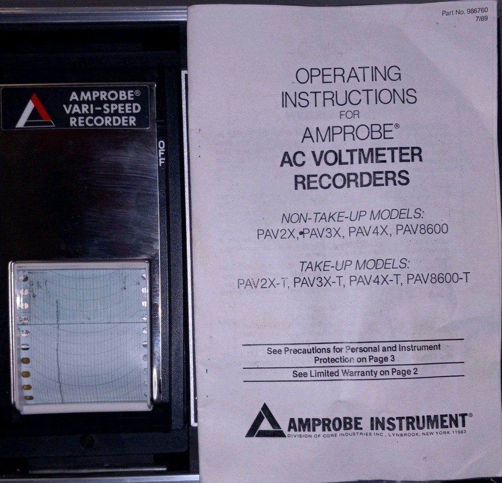 AMPROBE Model PAV-3X Vari-Speed AC Recorder Tested Working USED