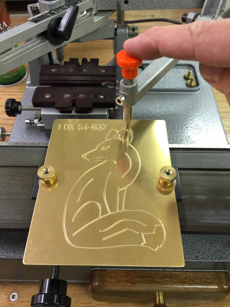 SITTING FOX MASTER TEMPLATE FOR NEW HERMES ENGRAVER SOLID BRASS ENGRAVING